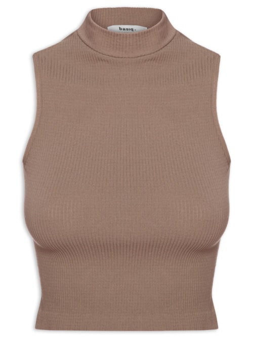 Regata Feminina Poliamida Gola Alta – Marrom