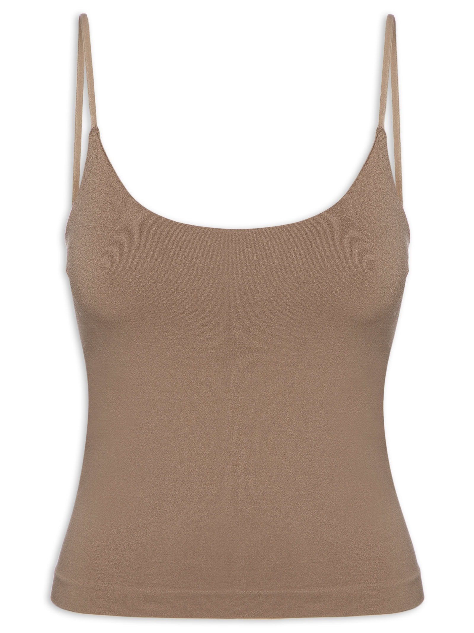 Regata Feminina Poliamida Marrom  Basiq