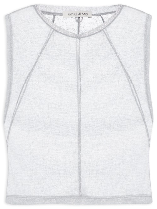 Regata Feminina Recortes Tule Lurex – Prata