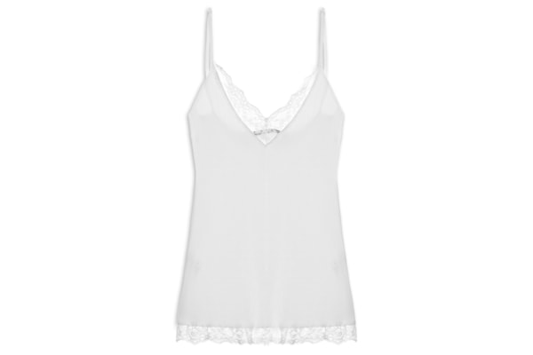 Regata Feminina Renda Meia Malha De Tricot - Branco
