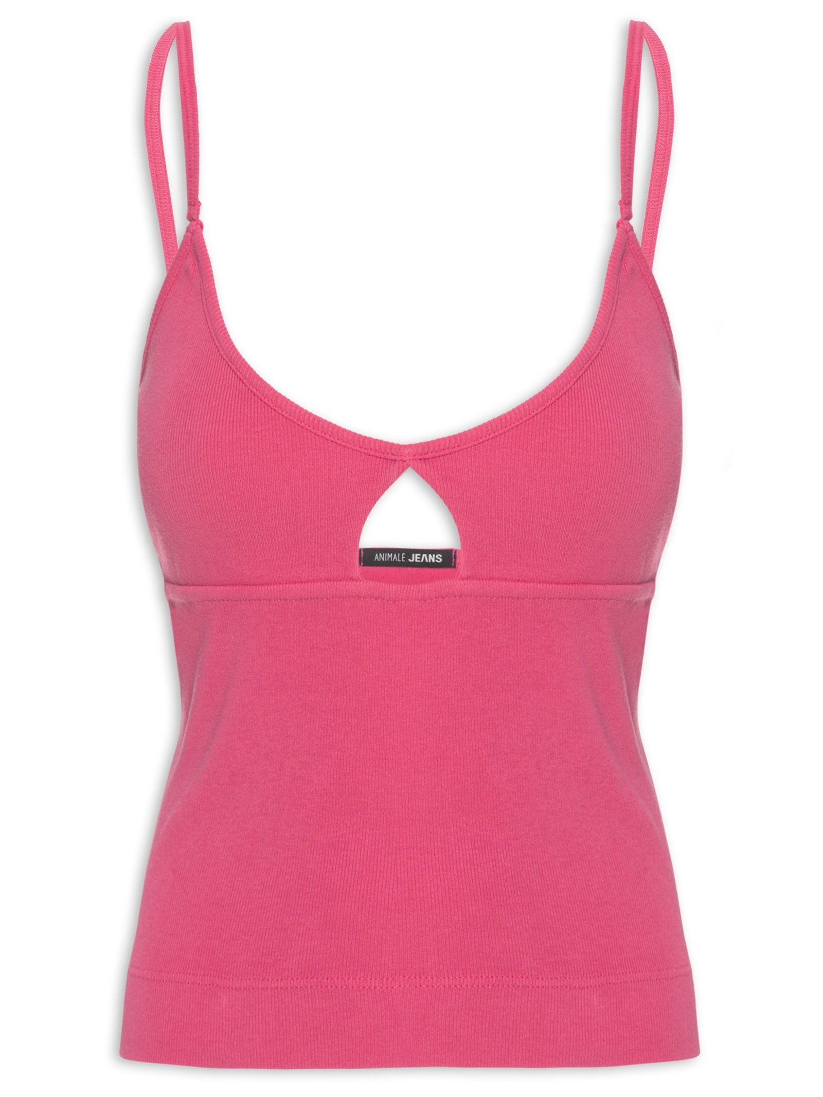 Regata Feminina Rib Abertura Decote Rosa Animale Jeans