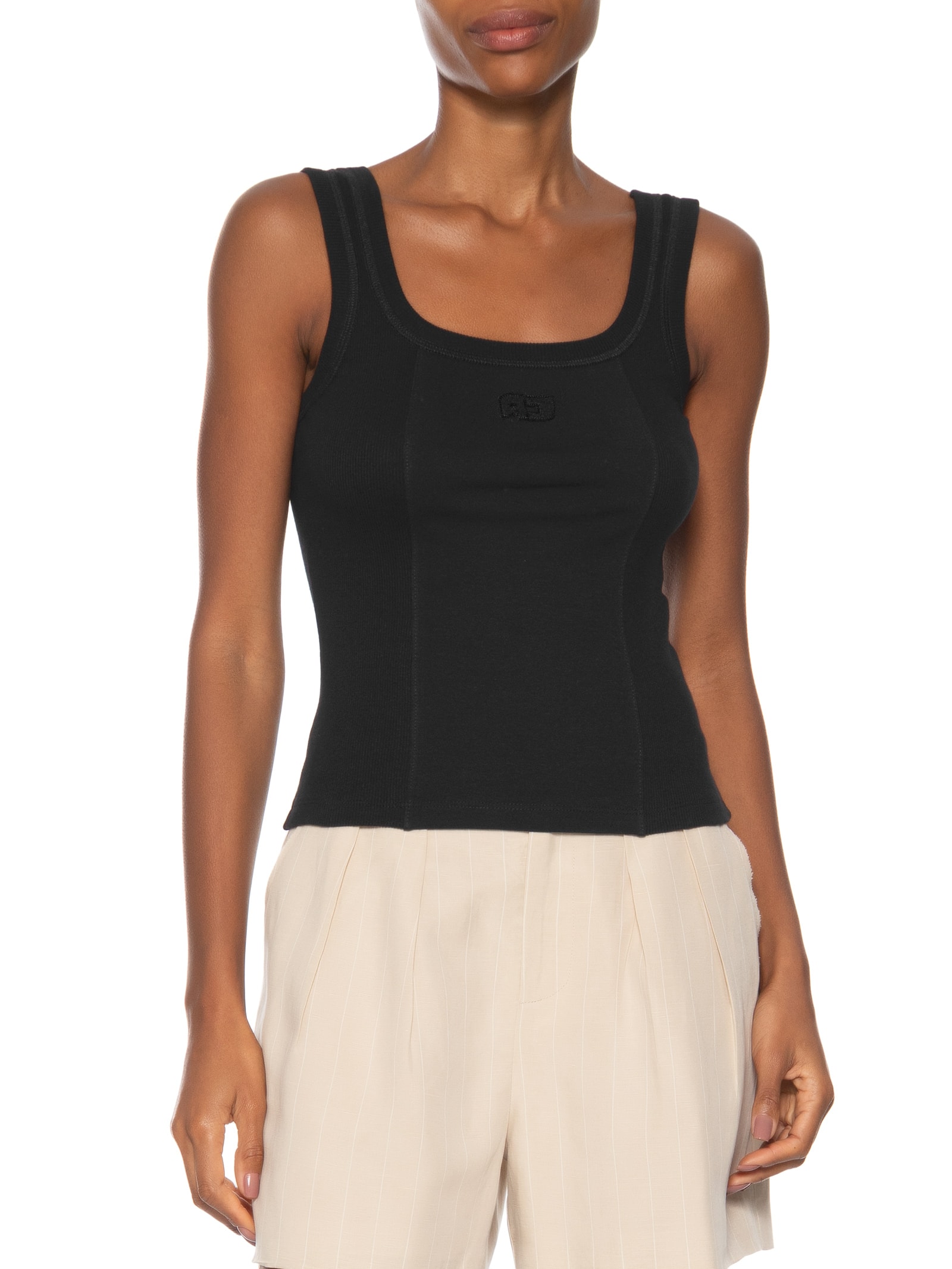  Regata Feminina Rib Basic Patch Preto Animale Jeans