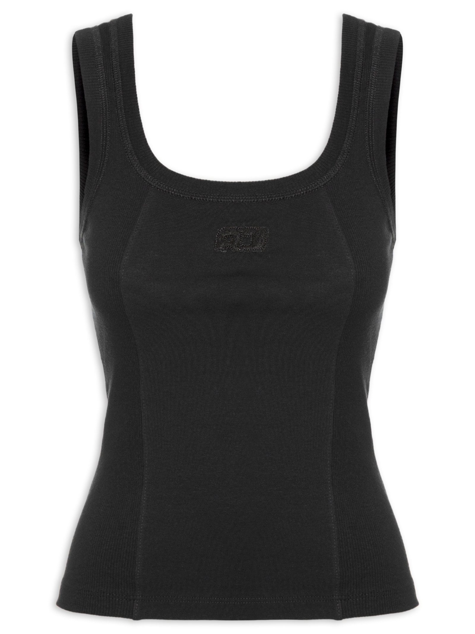  Regata Feminina Rib Basic Patch Preto Animale Jeans