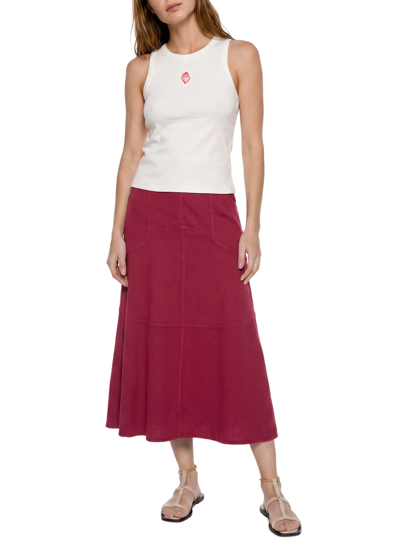 Regata Feminina Rib Bordado Concha Cacau Branco Cacay