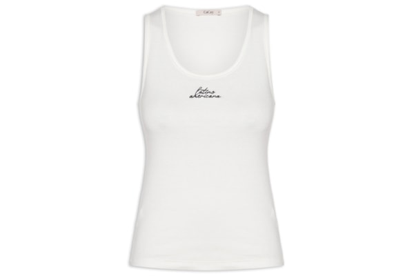 Regata Feminina Rib Bordado Latino Americana - Branco