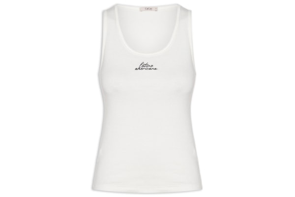 Regata Feminina Rib Bordado Latino Americana - Branco