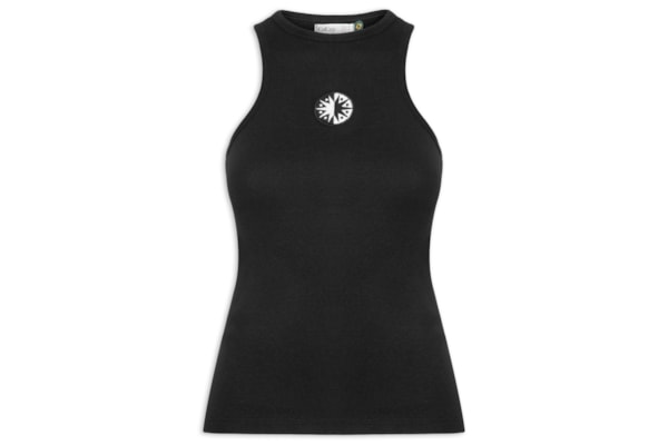Regata Feminina Rib Bordado - Preto