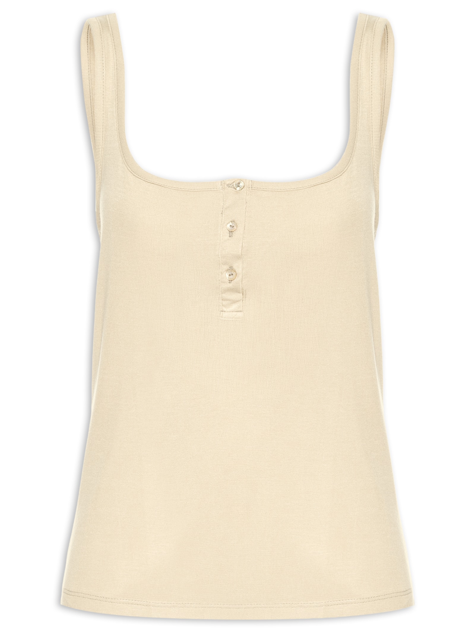 Regata Feminina Rib Botões Frontais Bege Animale Jeans