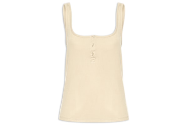 Regata Feminina Rib Botões Frontais - Bege