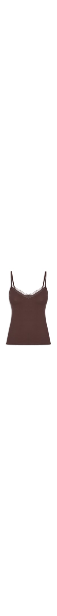 Regata Feminina Rib Com Renda - Marrom