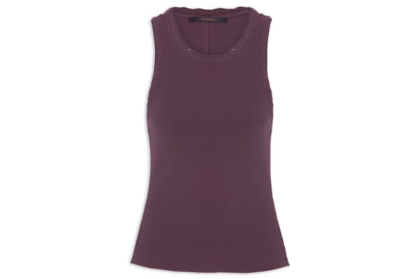 Regata Feminina Rib Com Renda - Roxo