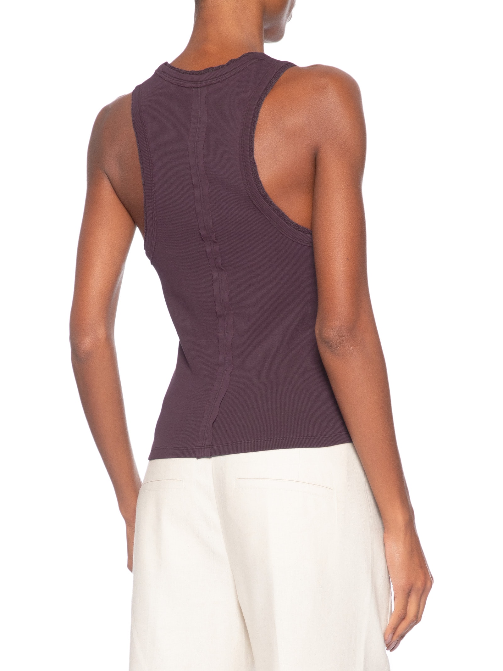 Regata Feminina Rib Com Renda Roxo Animale