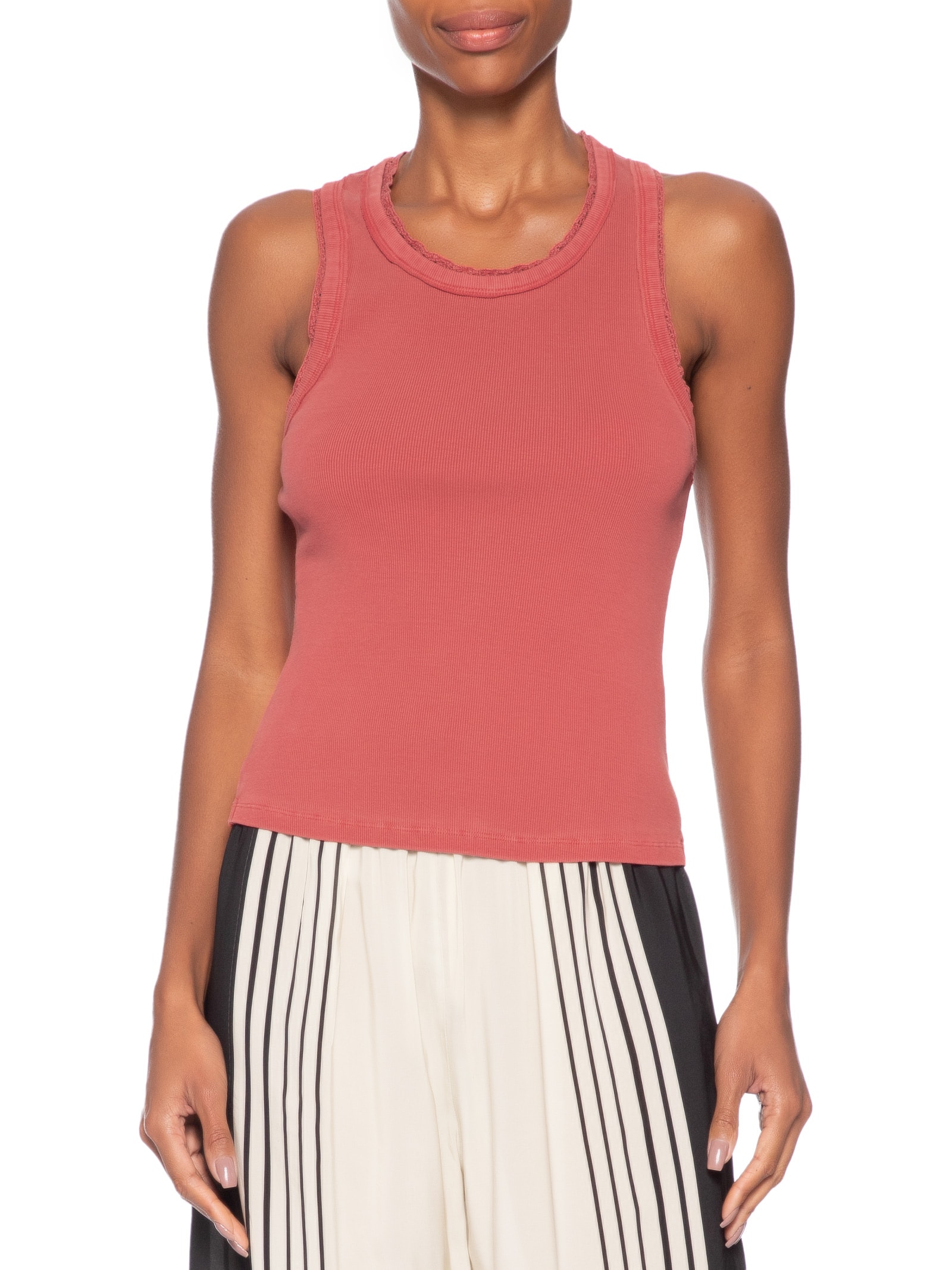 Regata Feminina Rib Com Renda Vermelho Animale