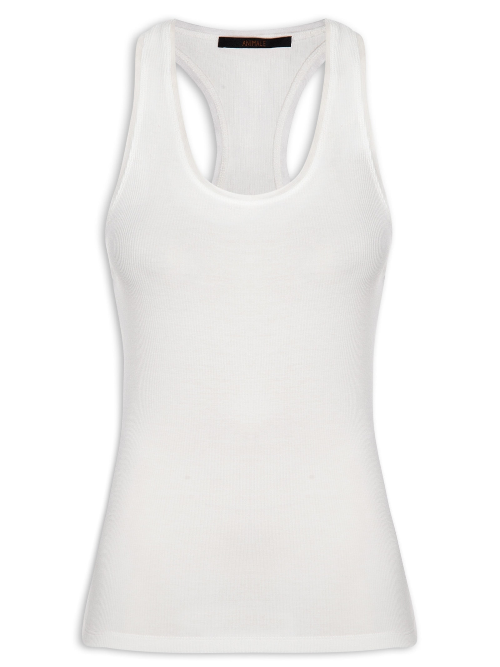 Regata Feminina Rib Detalhe Tule Branco Animale