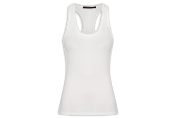 Regata Feminina Rib Detalhe Tule - Branco