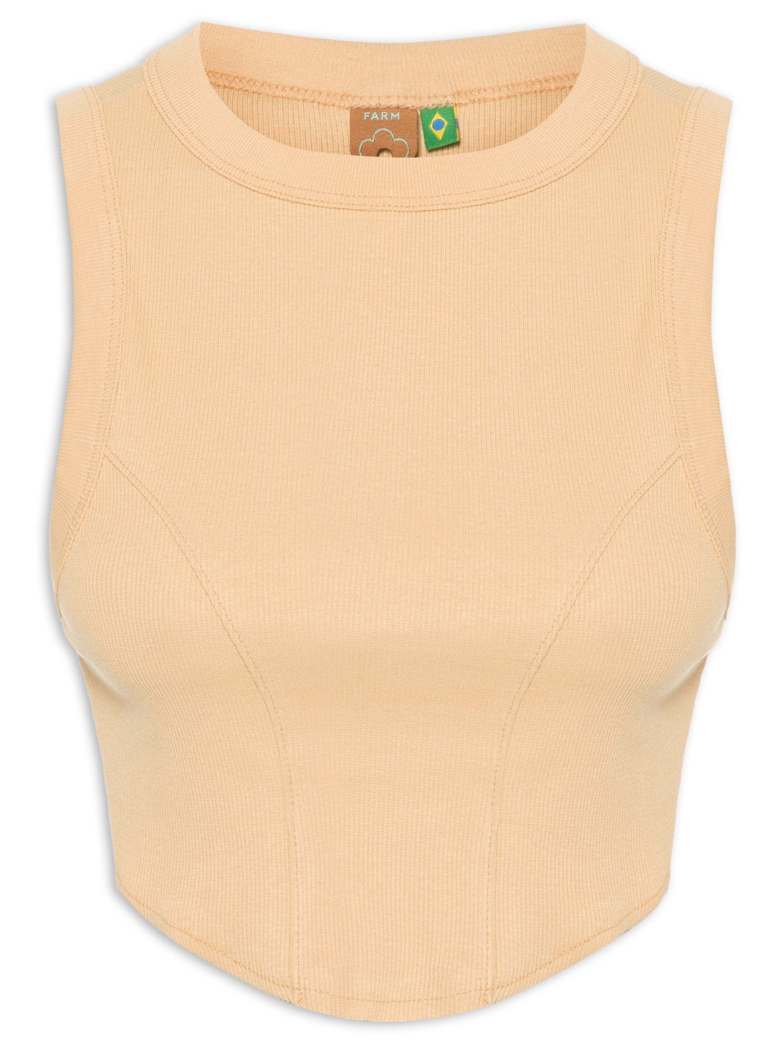 Regata Feminina Rib Pesponto Corselet Bege Farm