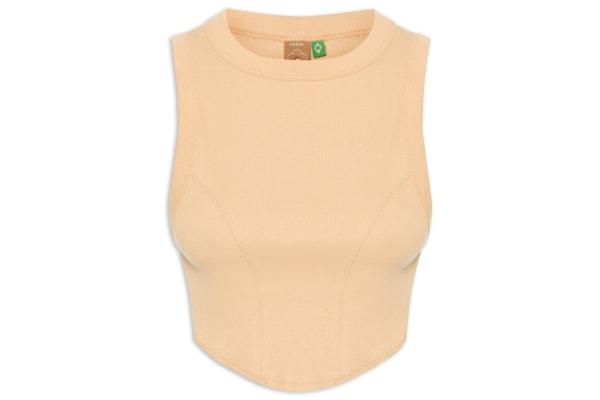 Regata Feminina Rib Pesponto Corselet - Bege