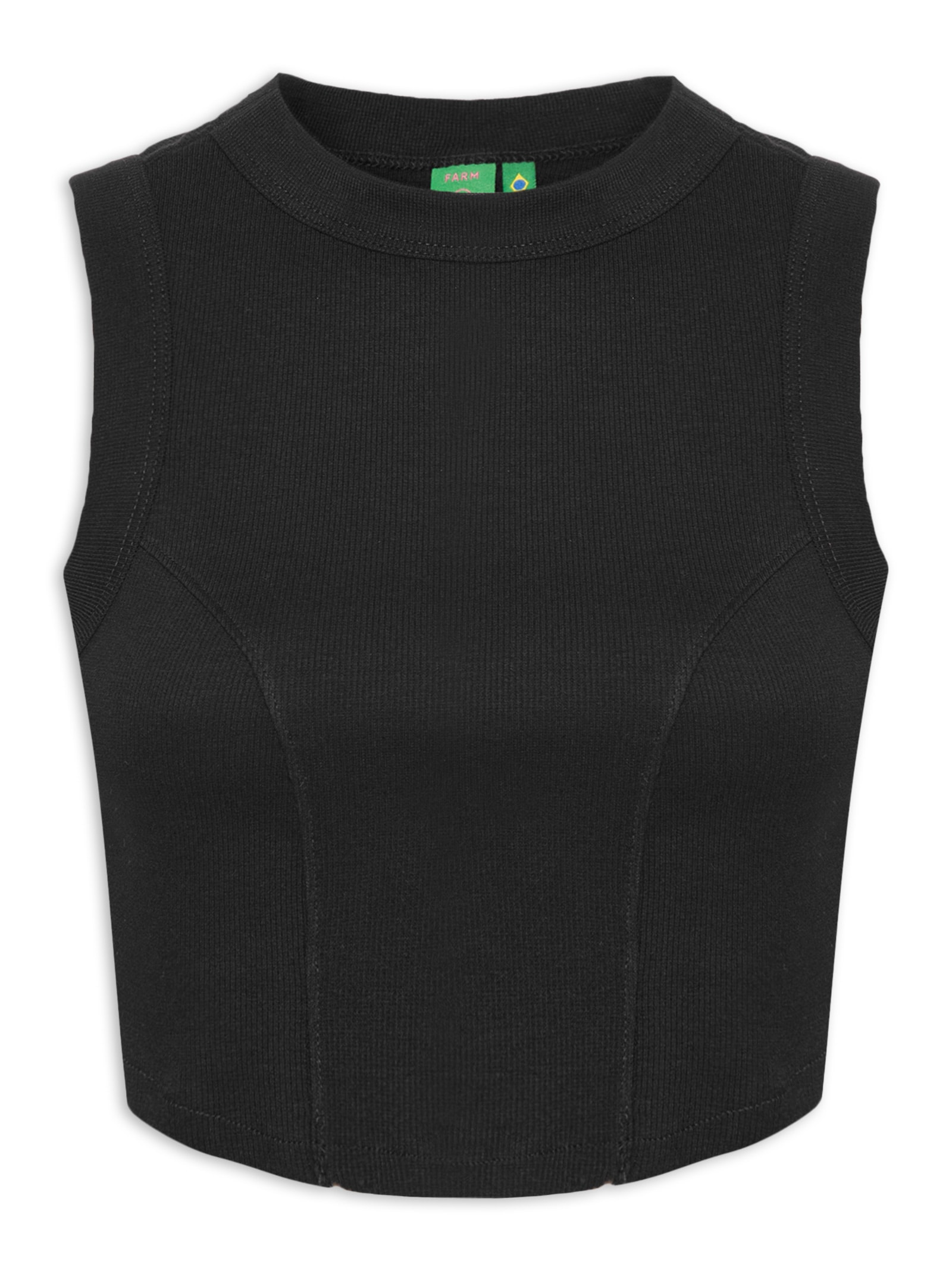 Regata Feminina Rib Pesponto Corselet Preto Farm