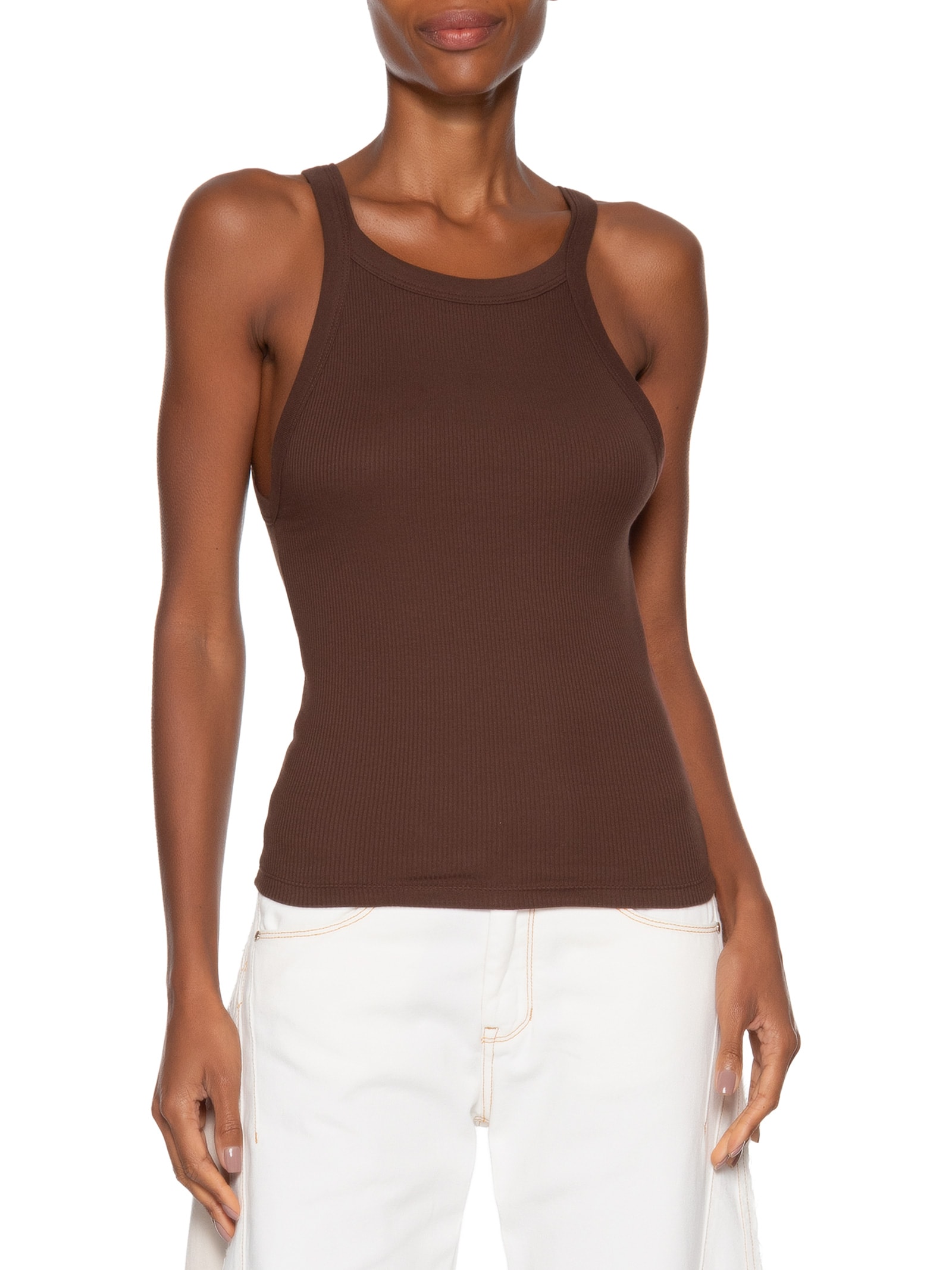 Regata Feminina Ribana Basic Marrom Animale