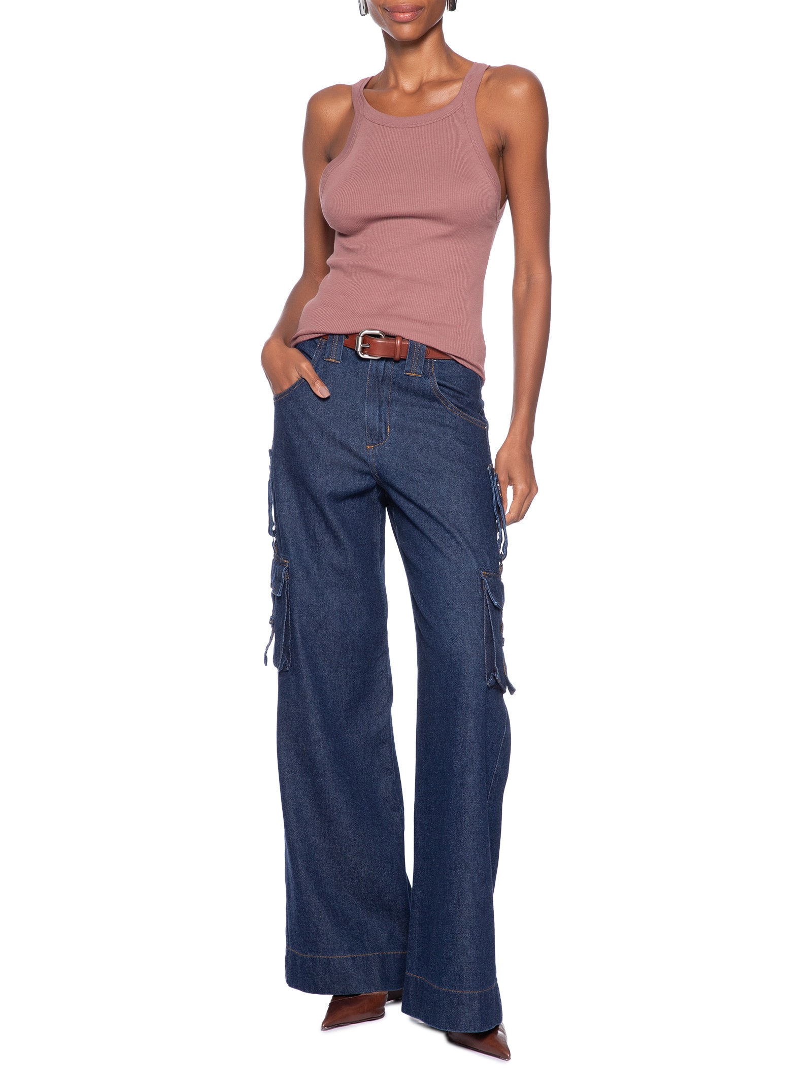 Regata Feminina Ribana Basic Marrom Animale