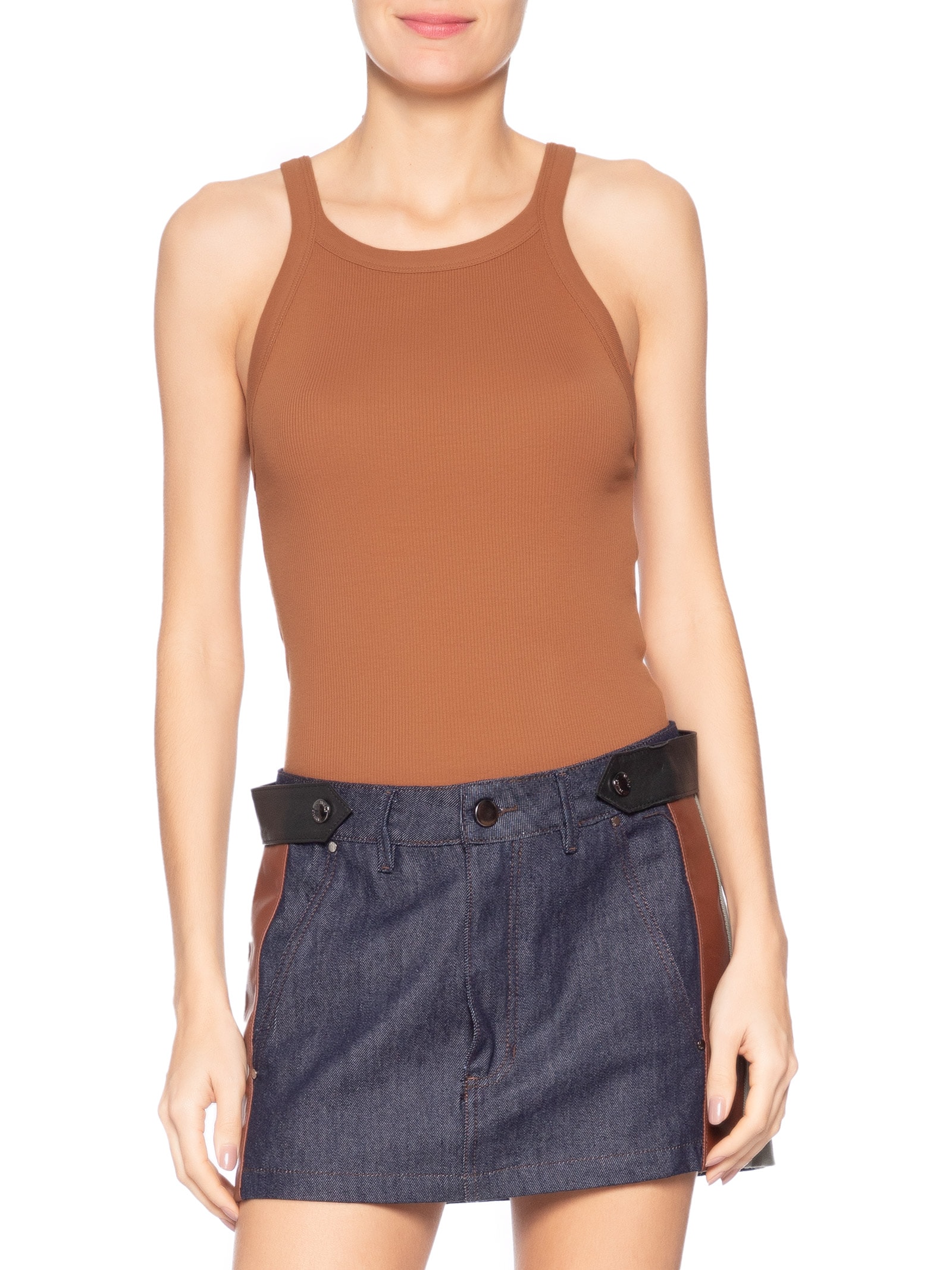 Regata Feminina Ribana Basic Marrom Animale