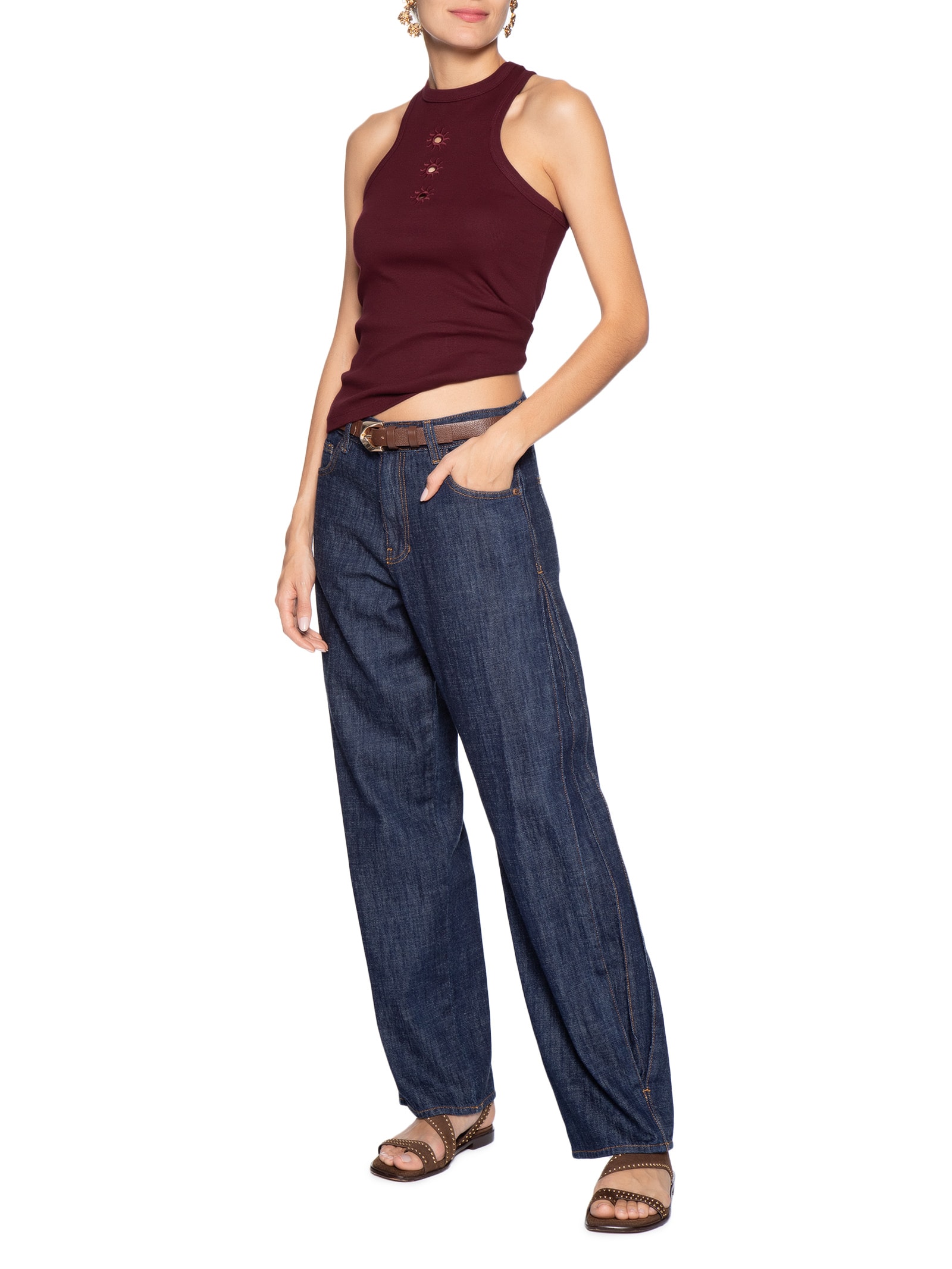 Regata Feminina Ribana Bordado Sol – Vermelho Dress To