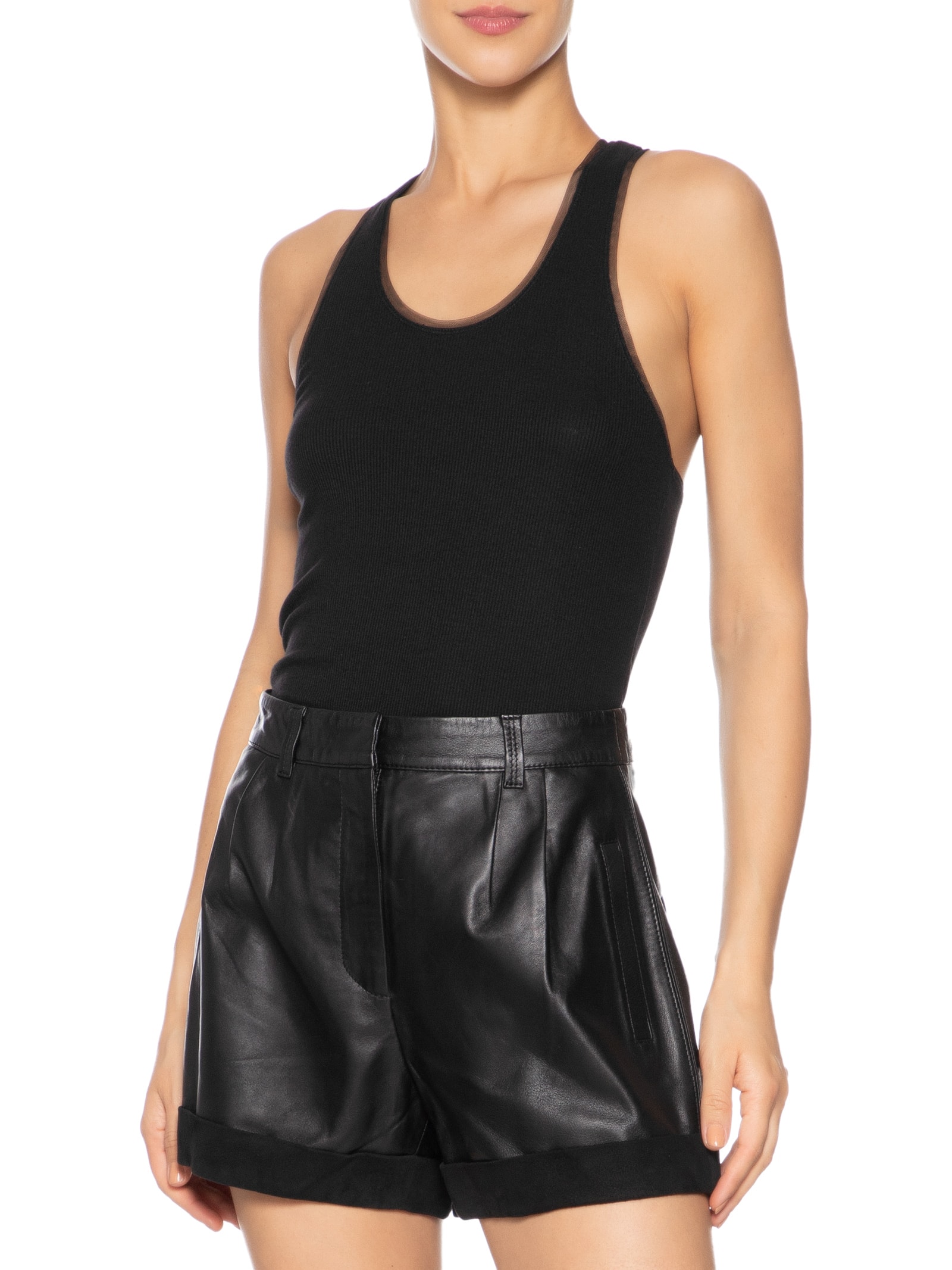 Regata Feminina Ribana Detalhe Tule Preto Animale