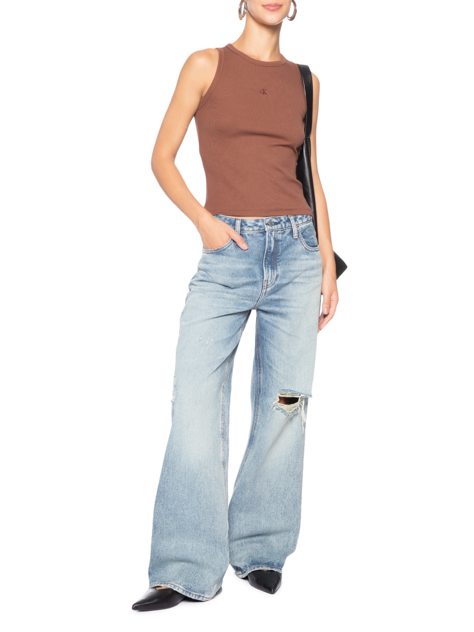 Regata Feminina Ribana Marrom Calvin Klein Jeans