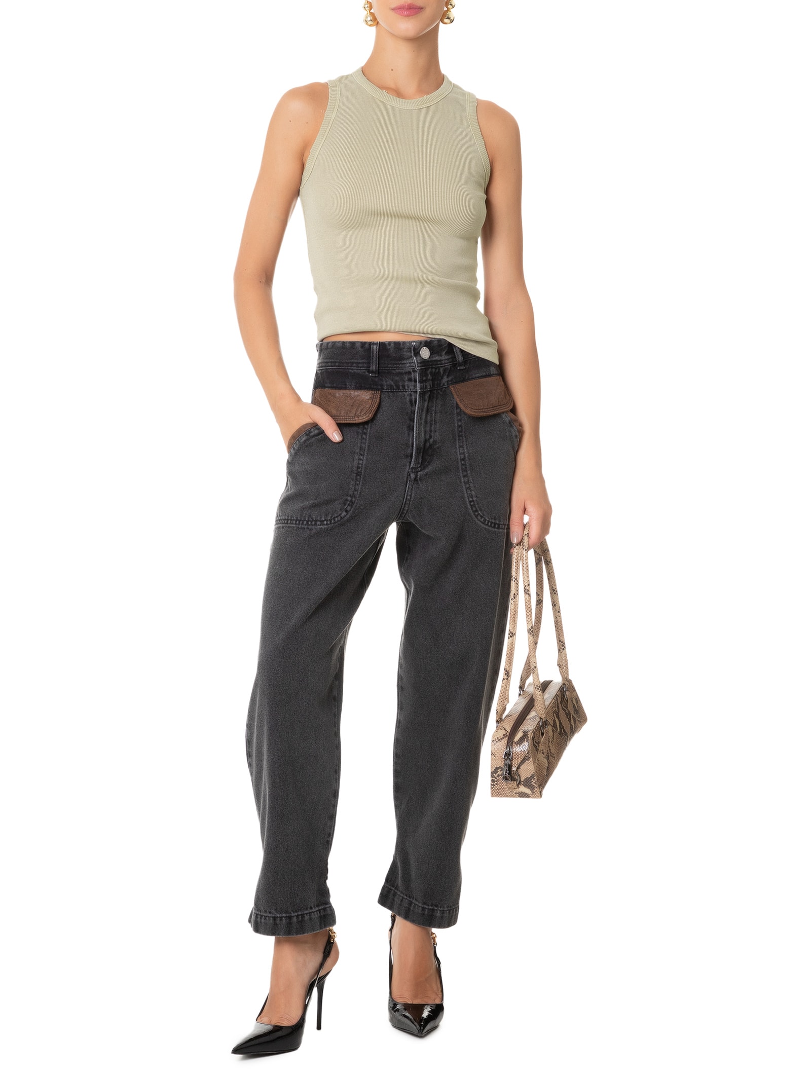 Regata Feminina Ribana Puídos Bege Animale Jeans