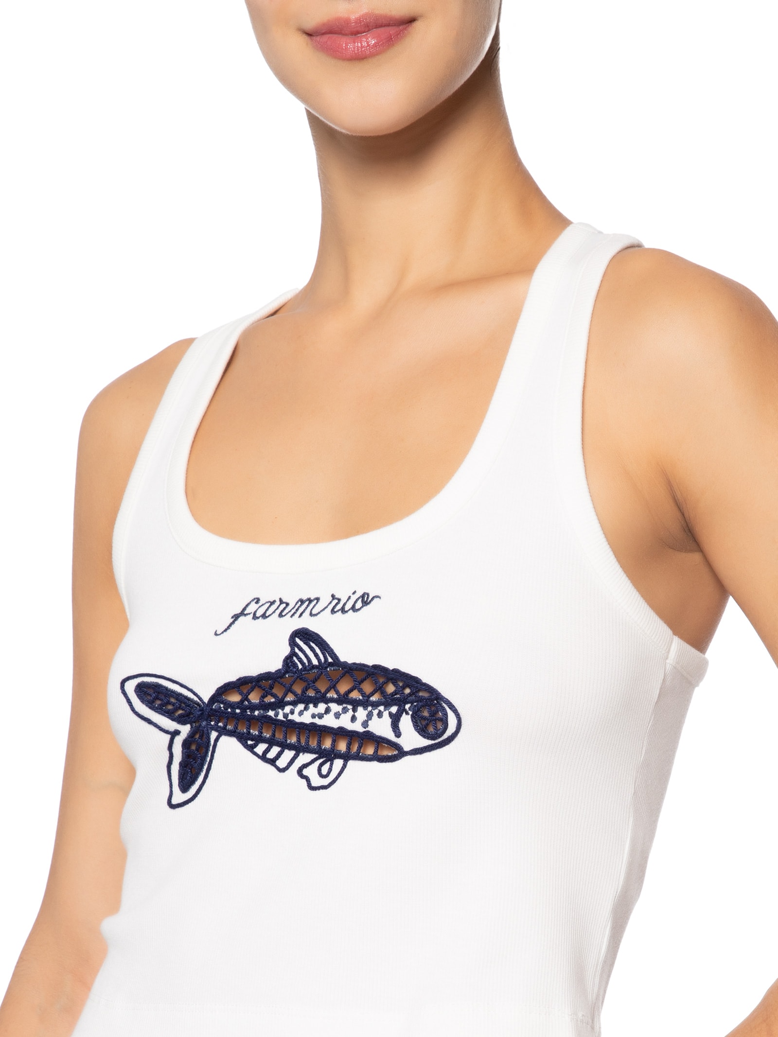 Regata Feminina Richilieu Peixe Branco Farm Praia