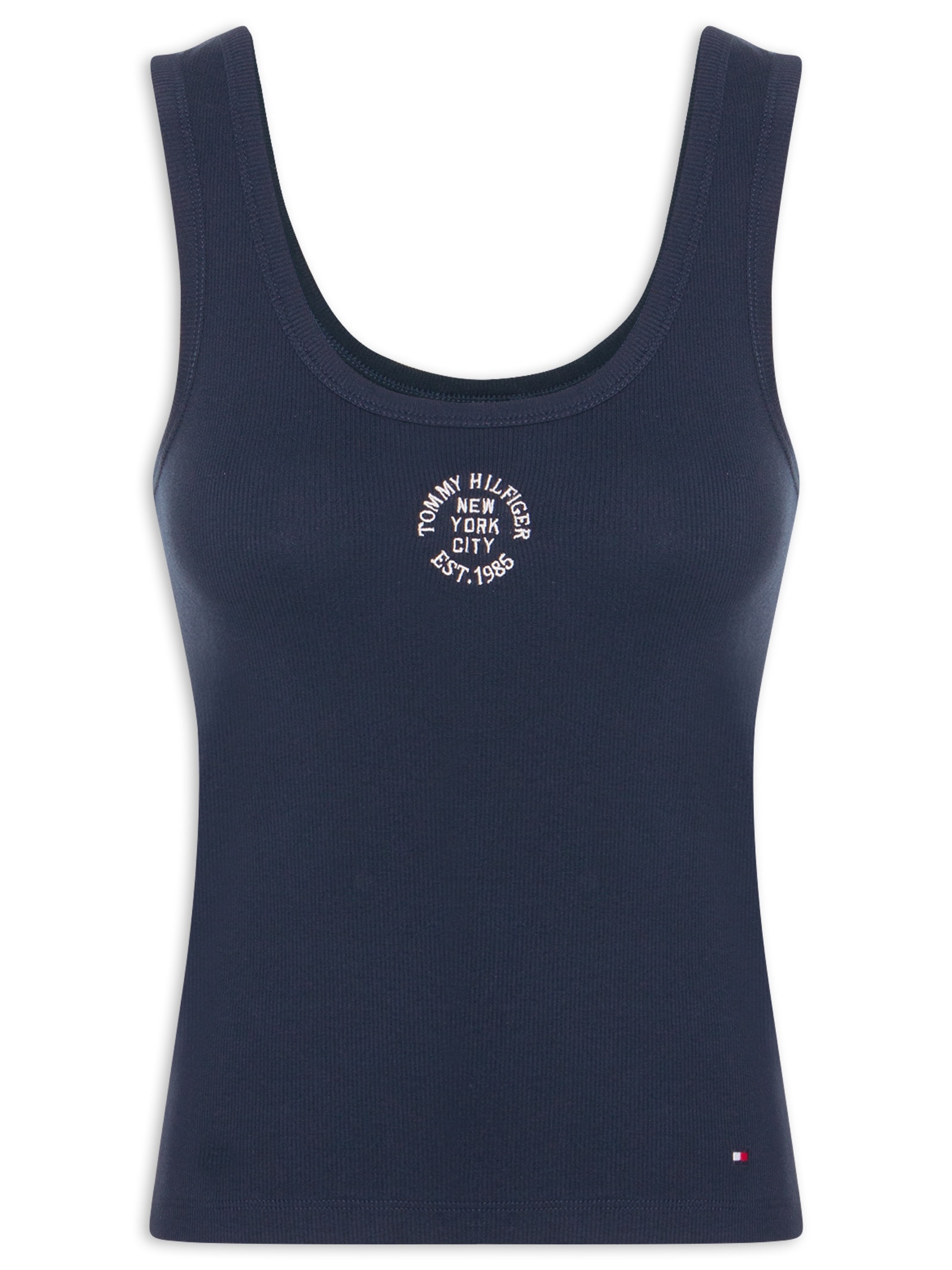 Regata Feminina Roundall Rib Slim Tank Top Azul Tommy Hilfiger