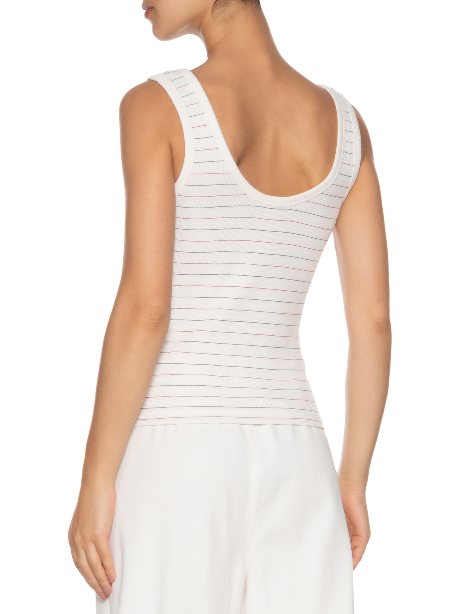 Regata Feminina Roundall Rib Slim Tank Top Branco Tommy Hilfiger