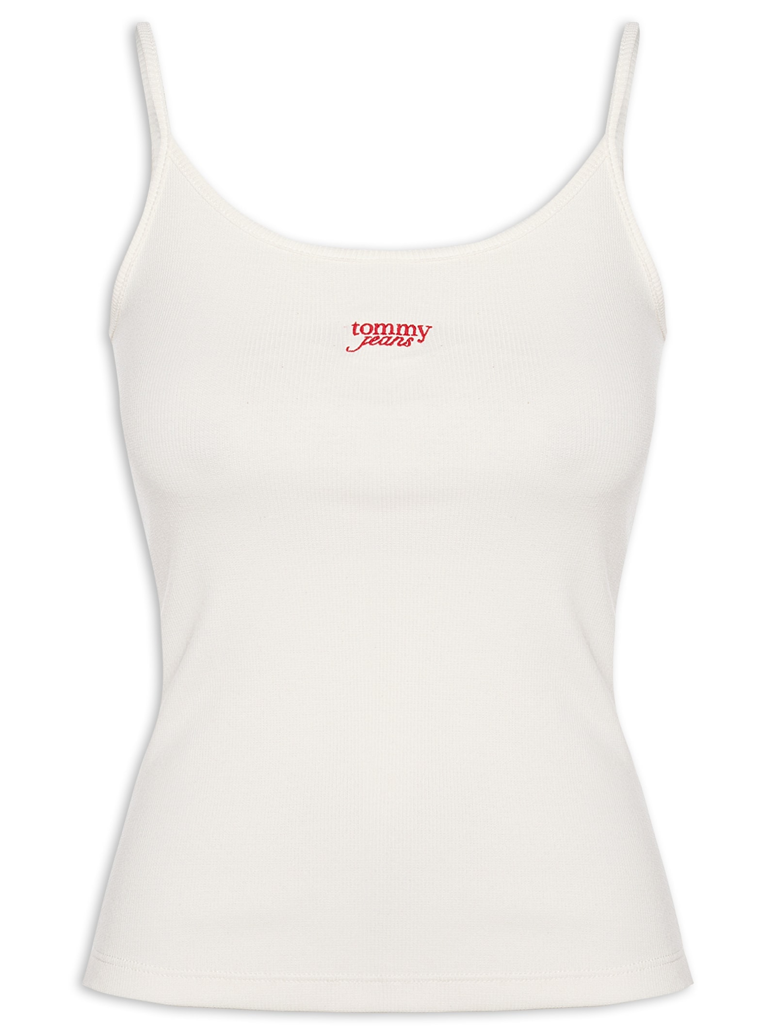 Regata Feminina Script Strappy Top Branco Tommy Jeans