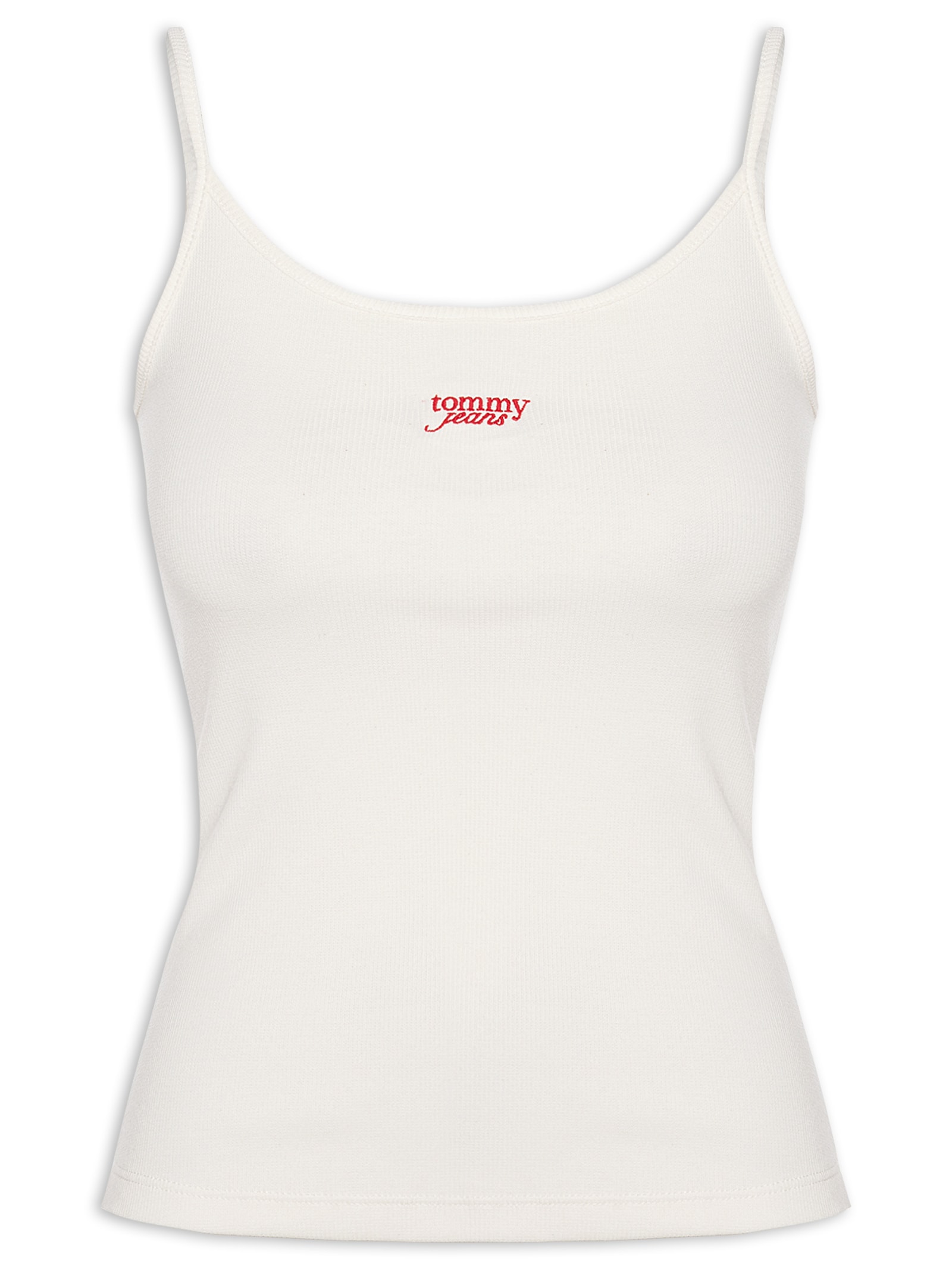 Regata Feminina Script Strappy Top Branco Tommy Jeans
