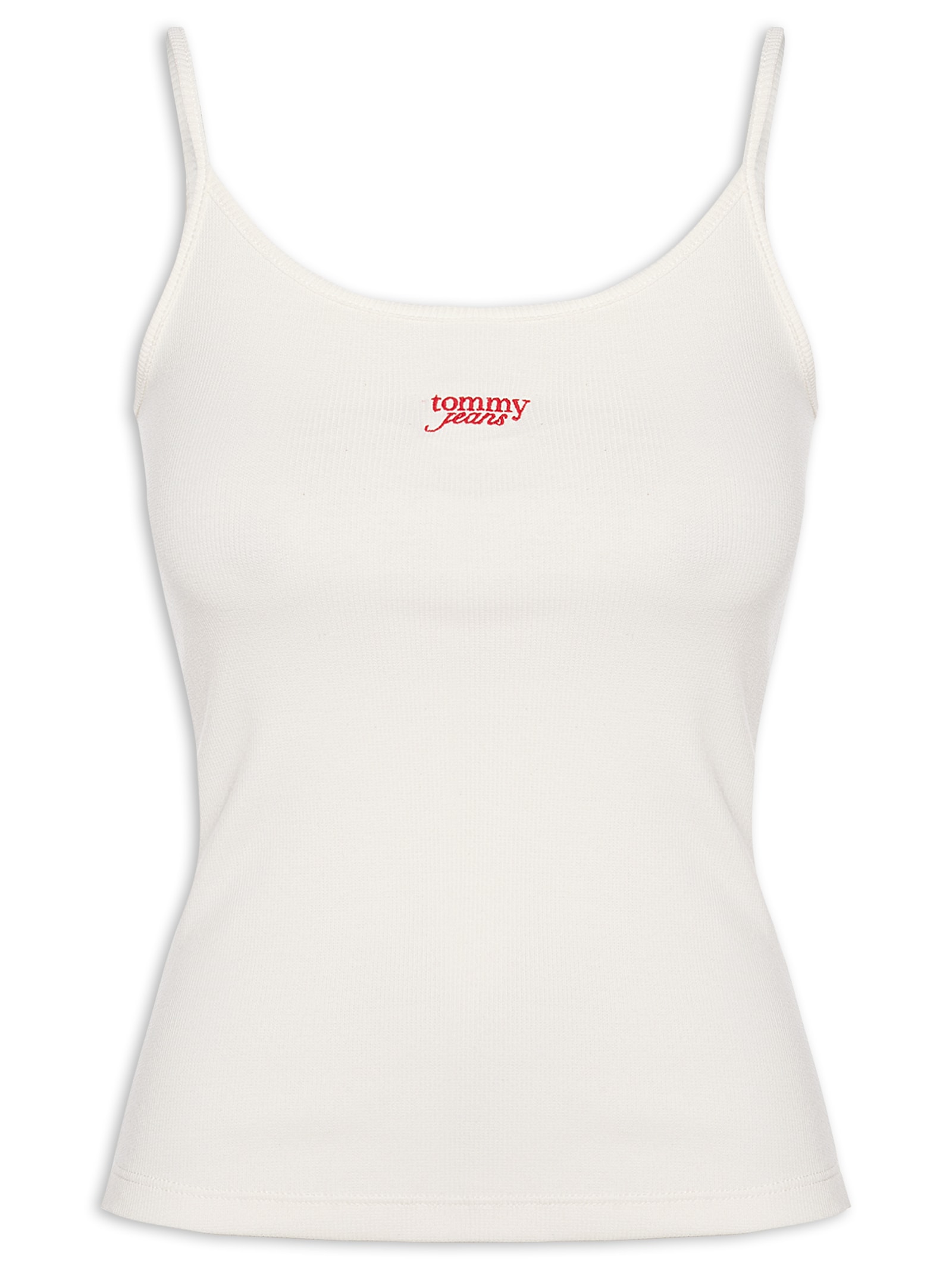 Regata Feminina Script Strappy Top Branco Tommy Jeans