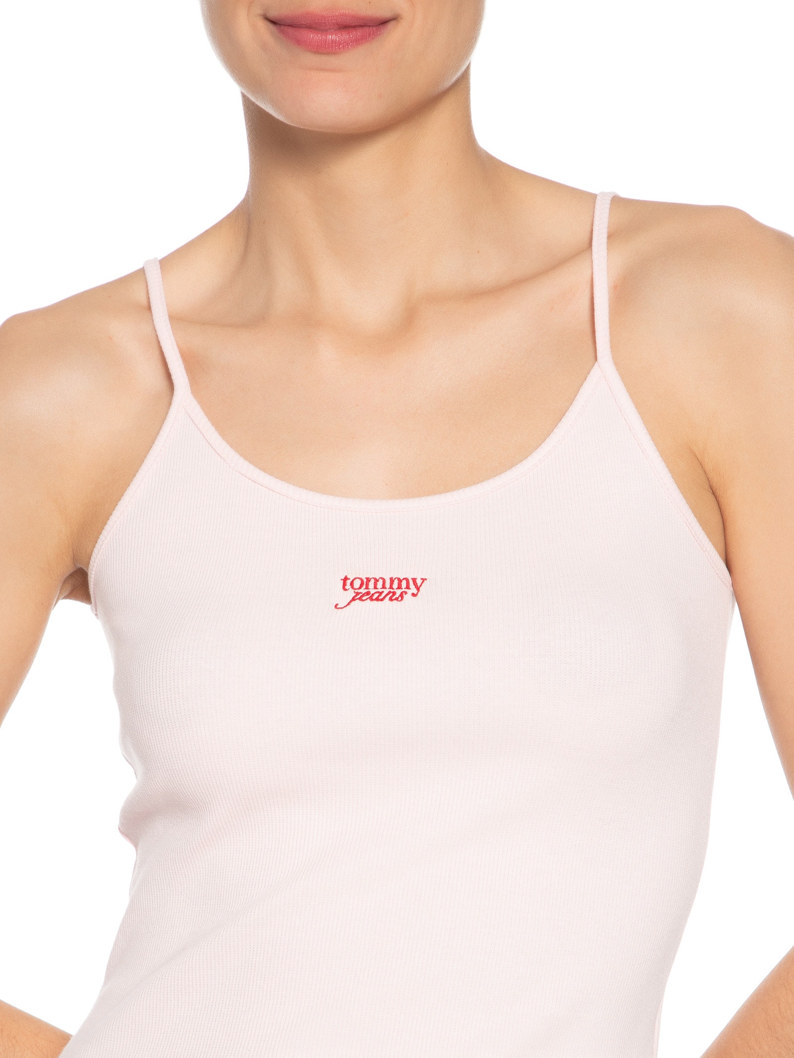 Regata Feminina Script Strappy Top Rosa Tommy Jeans