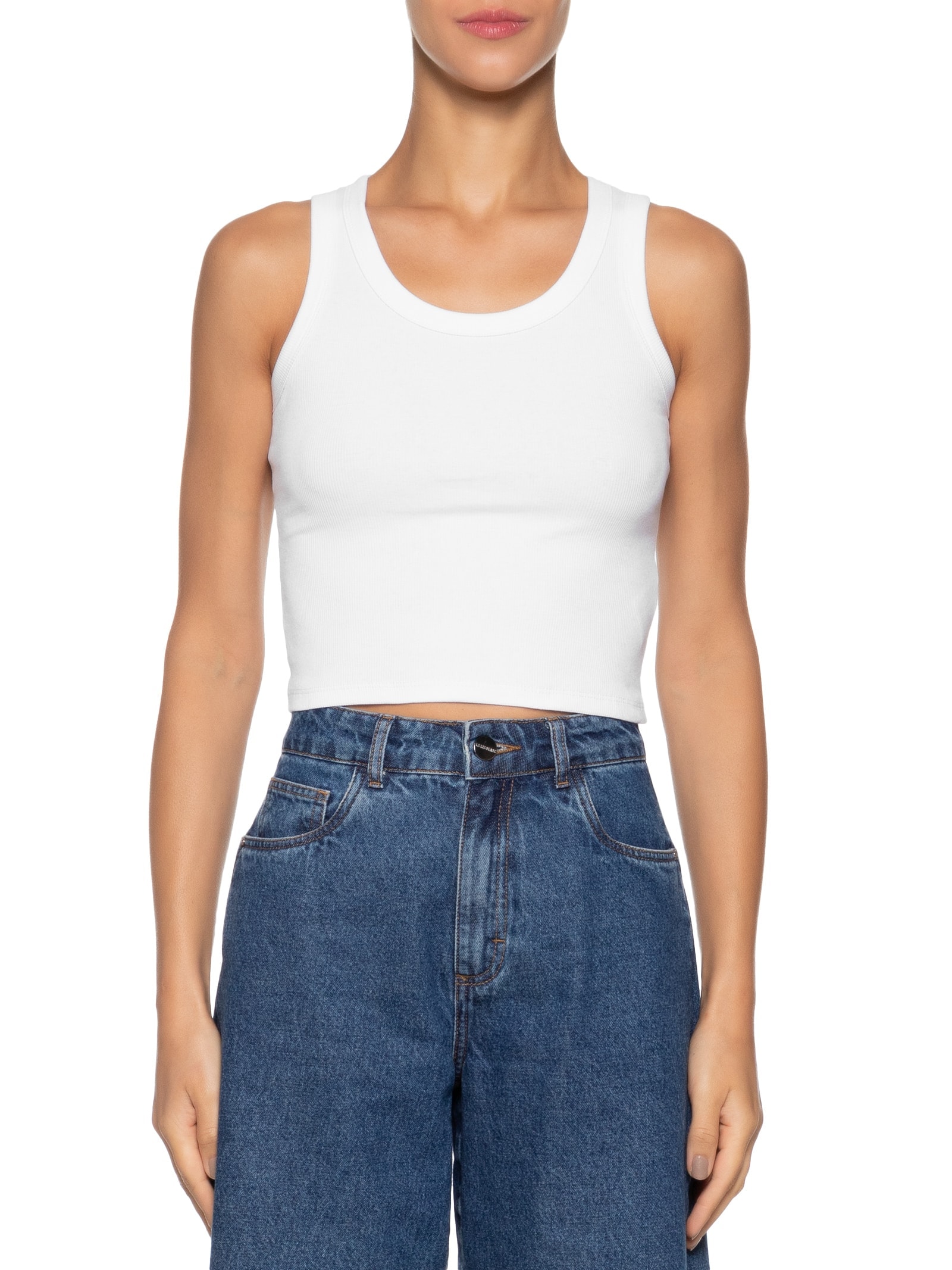 Regata Feminina Sem Manga Básica Branco Basiq