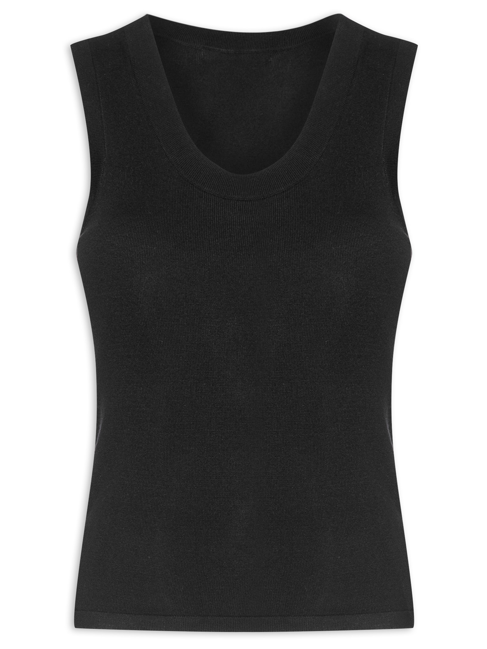 Regata Feminina Slim Decote U em Tricô de Viscose Preto Hering