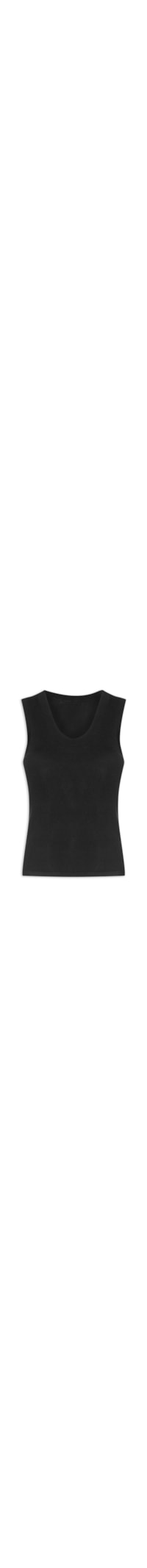 Regata Feminina Slim Decote U em Tricô de Viscose - Preto
