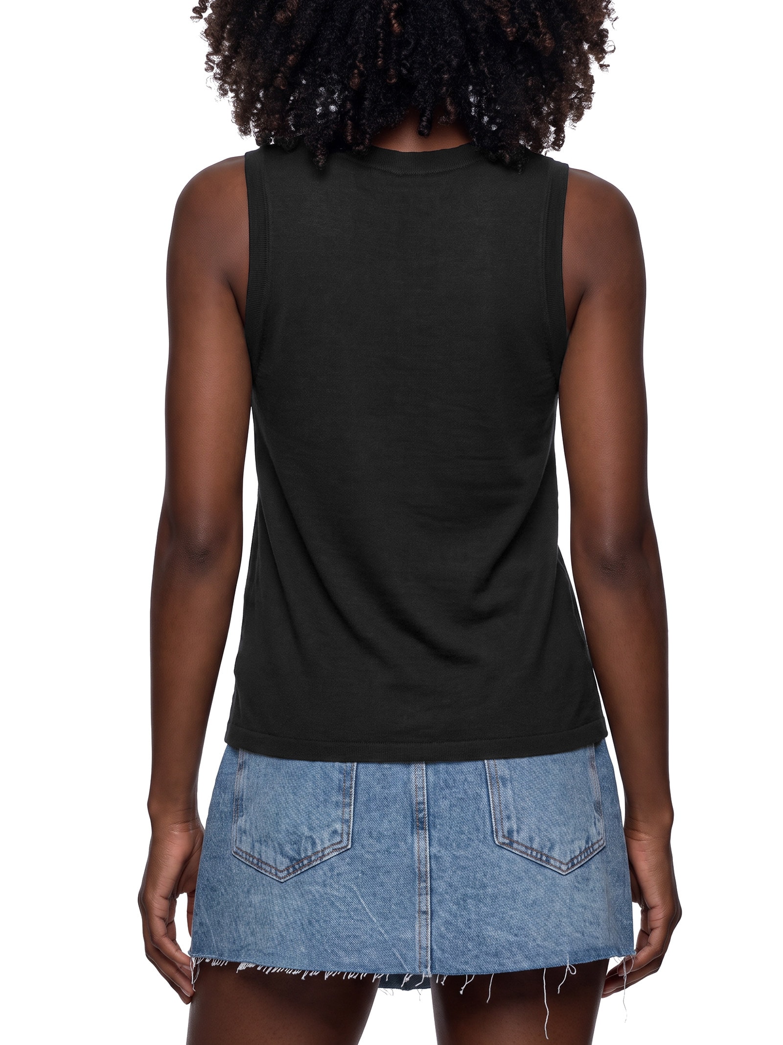 Regata Feminina Slim Decote U em Tricô de Viscose Preto Hering