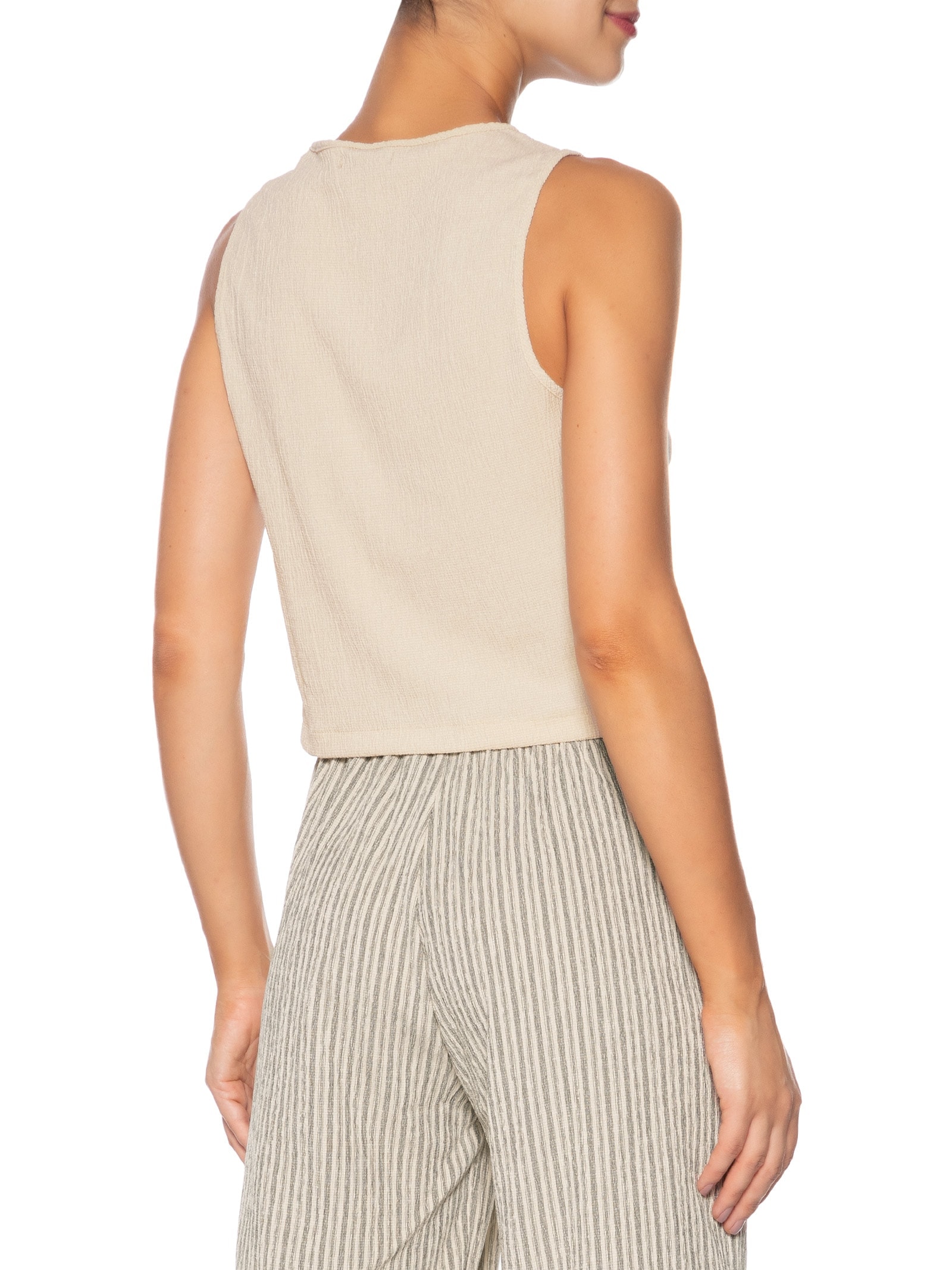 Regata Feminina Texturizada Bege Basiq