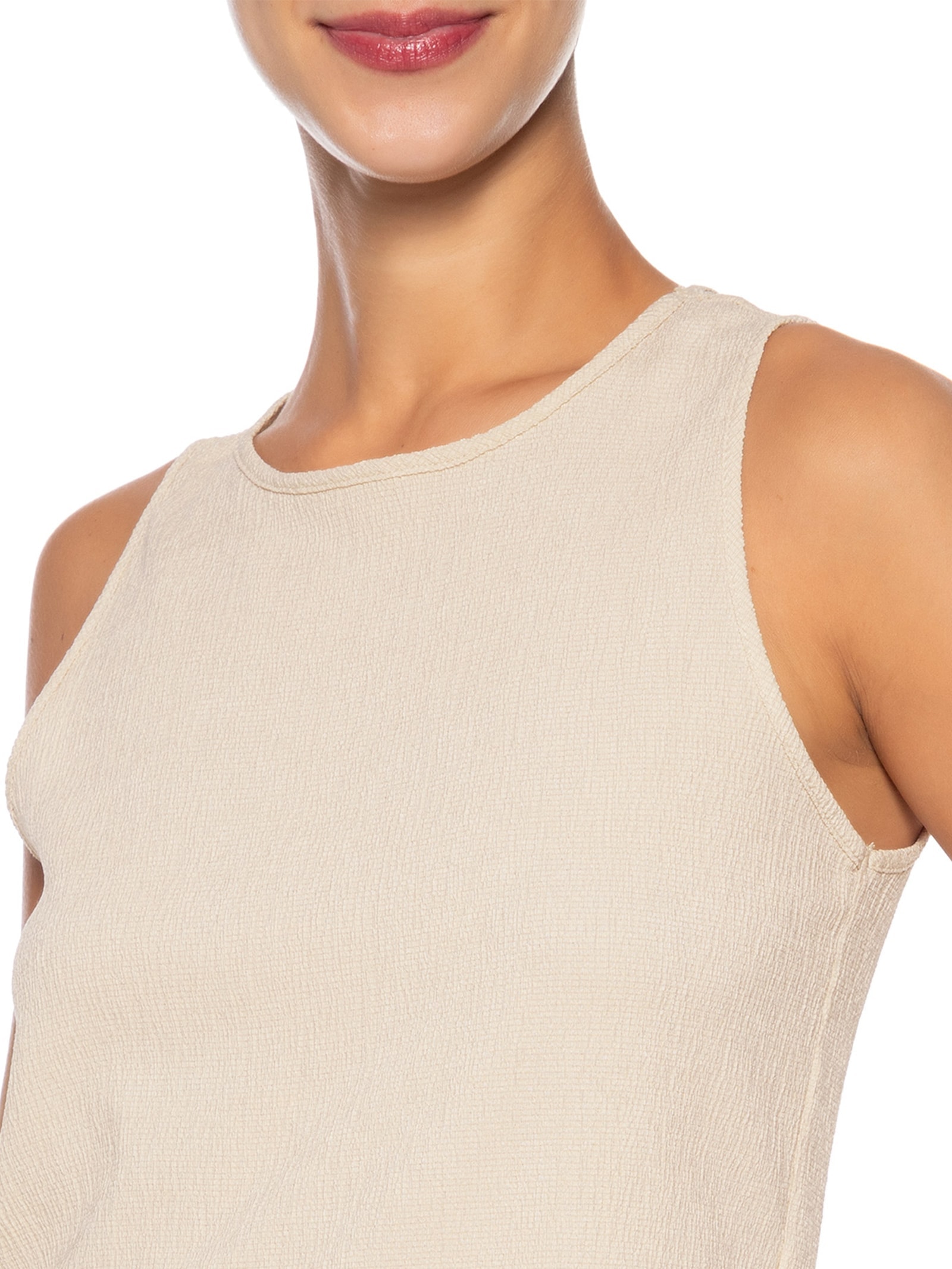 Regata Feminina Texturizada Bege Basiq