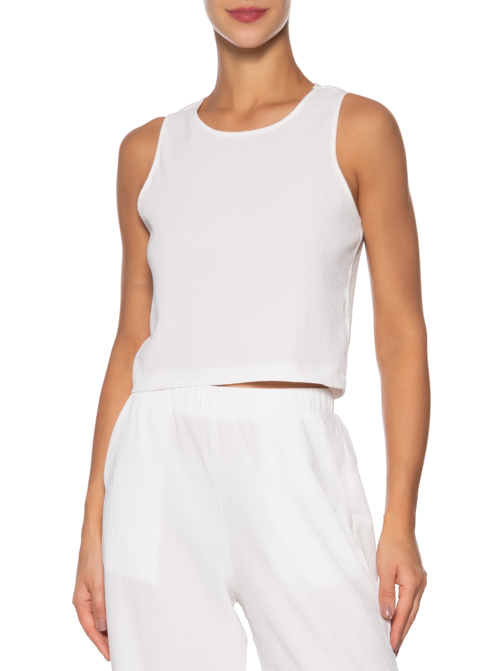 Regata Feminina Texturizada Branco Basiq