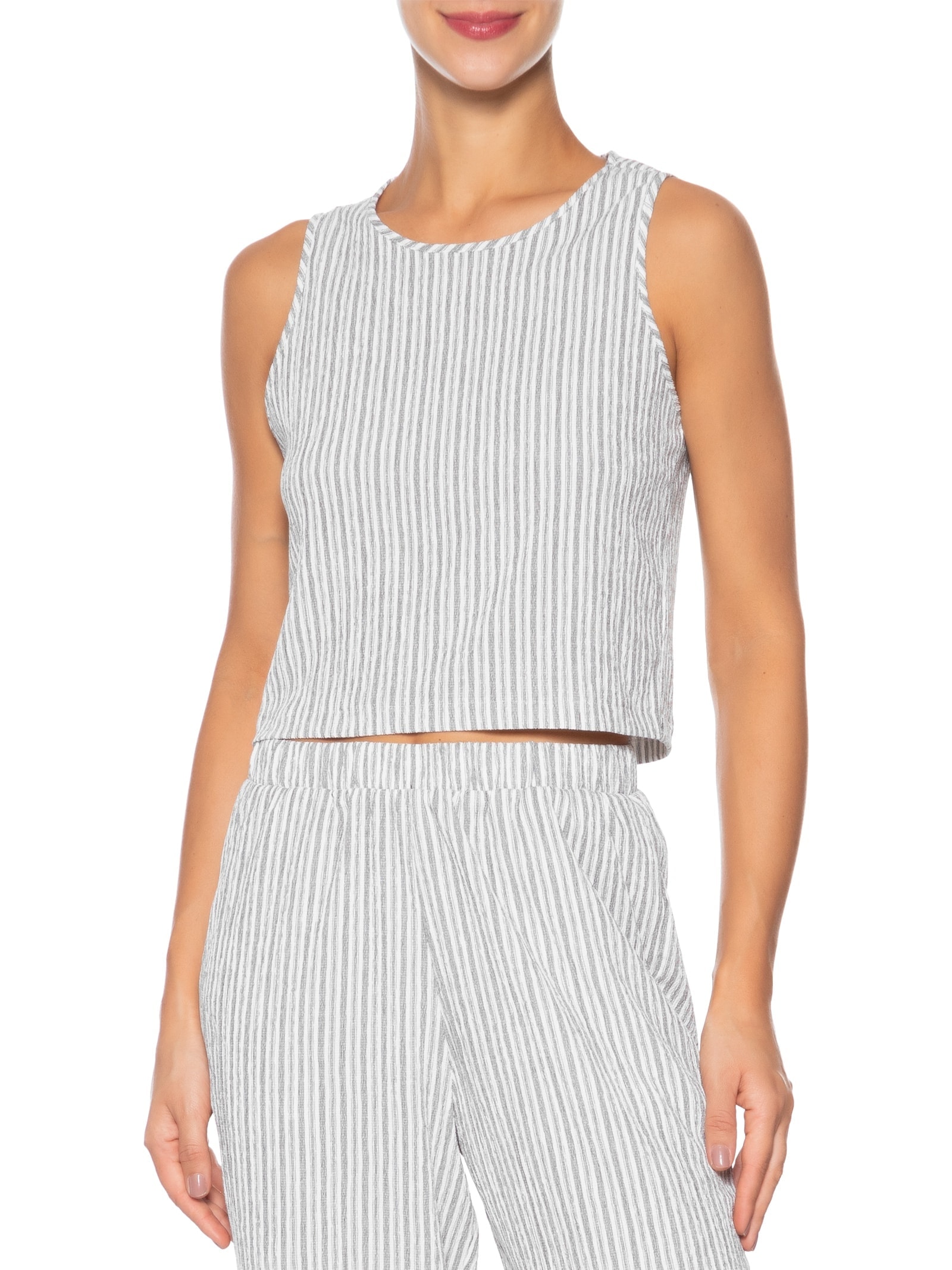 Regata Feminina Texturizada Branco Basiq