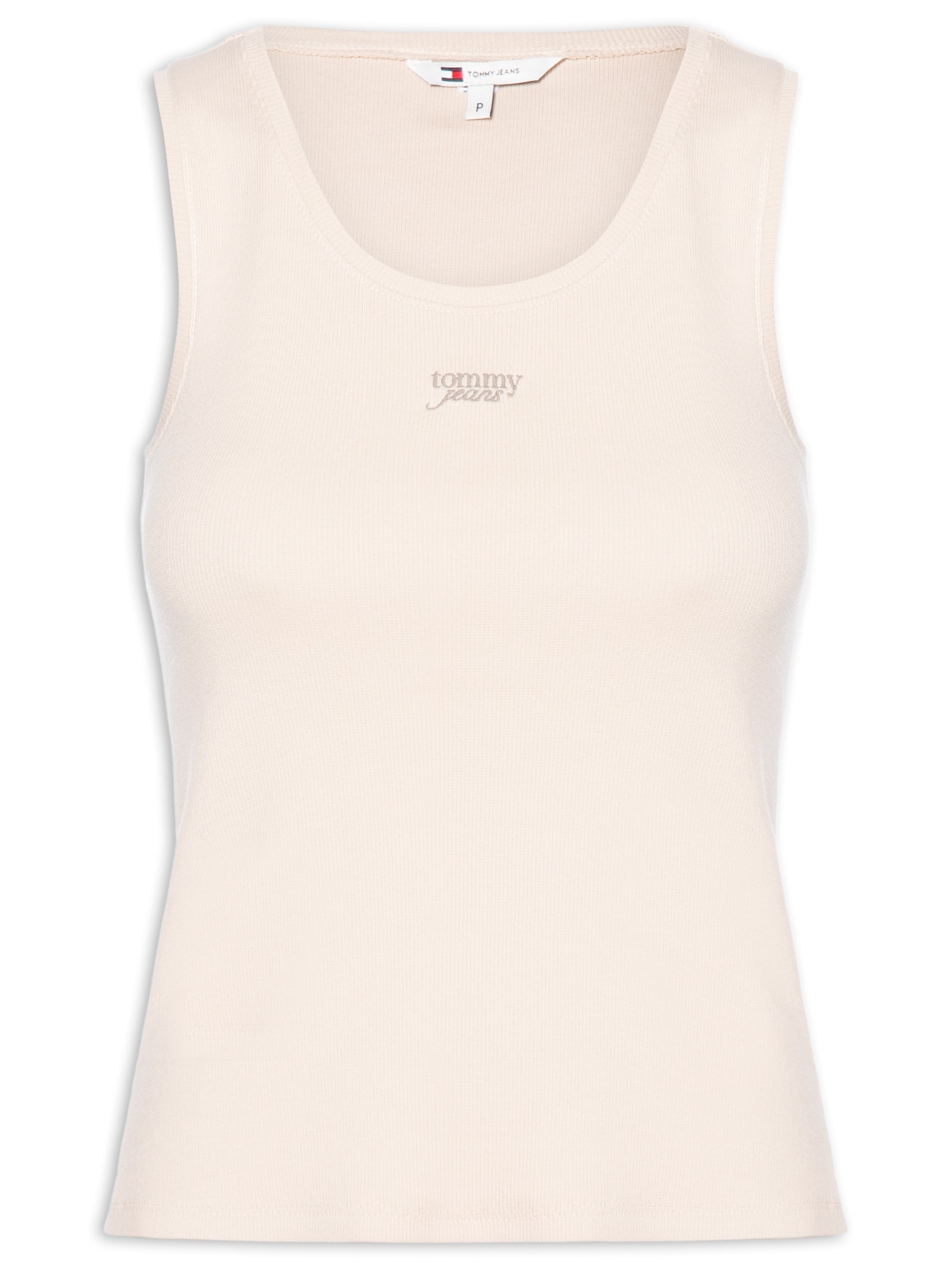 Regata Feminina Tjw Slim Script Rib Tank Top Bege Tommy Jeans