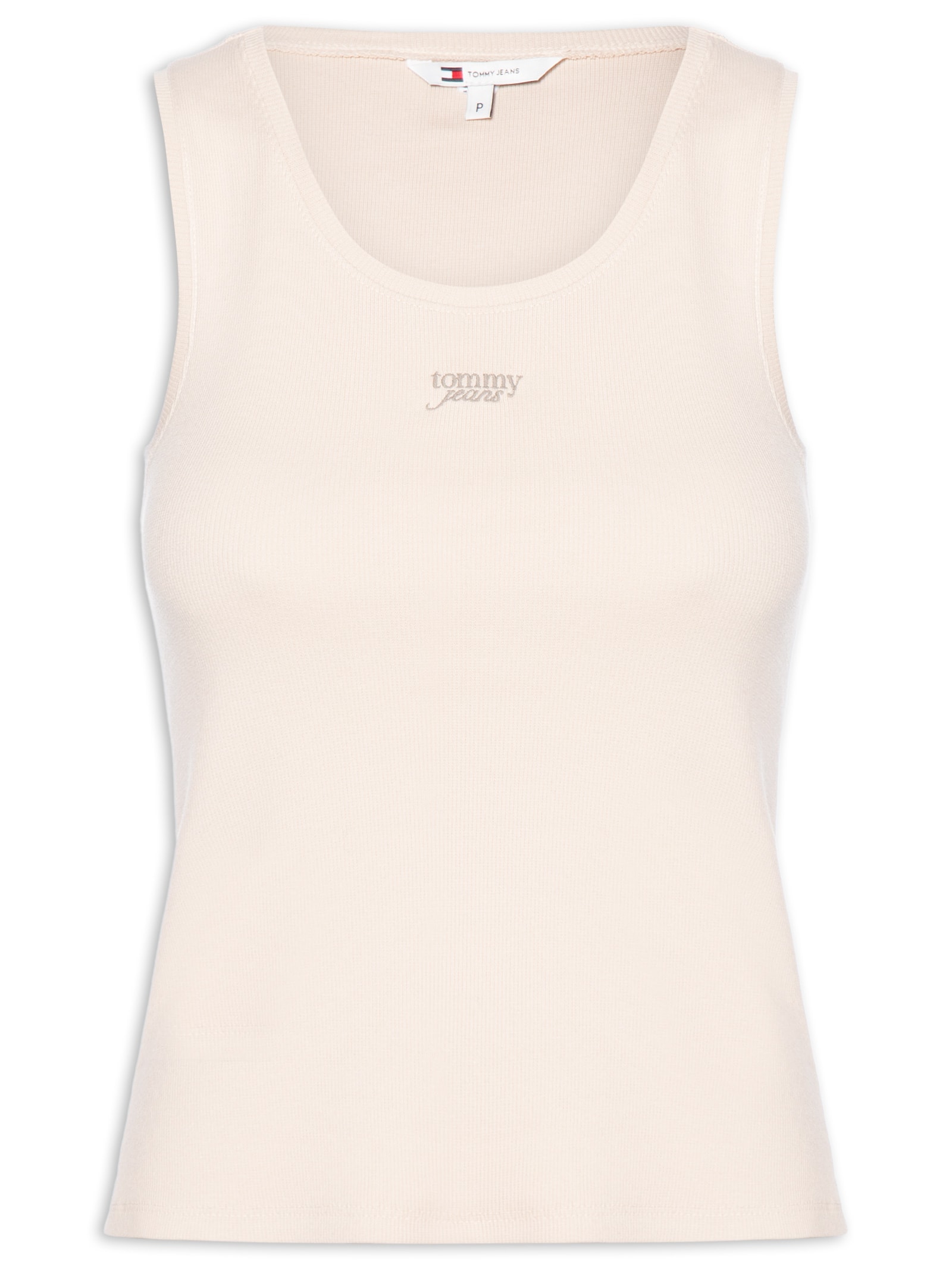 Regata Feminina Tjw Slim Script Rib Tank Top Bege Tommy Jeans