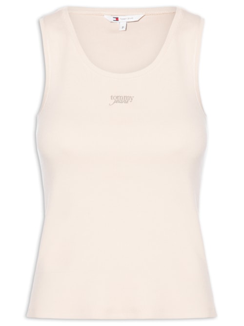 Regata Feminina Tjw Slim Script Rib Tank Top – Bege