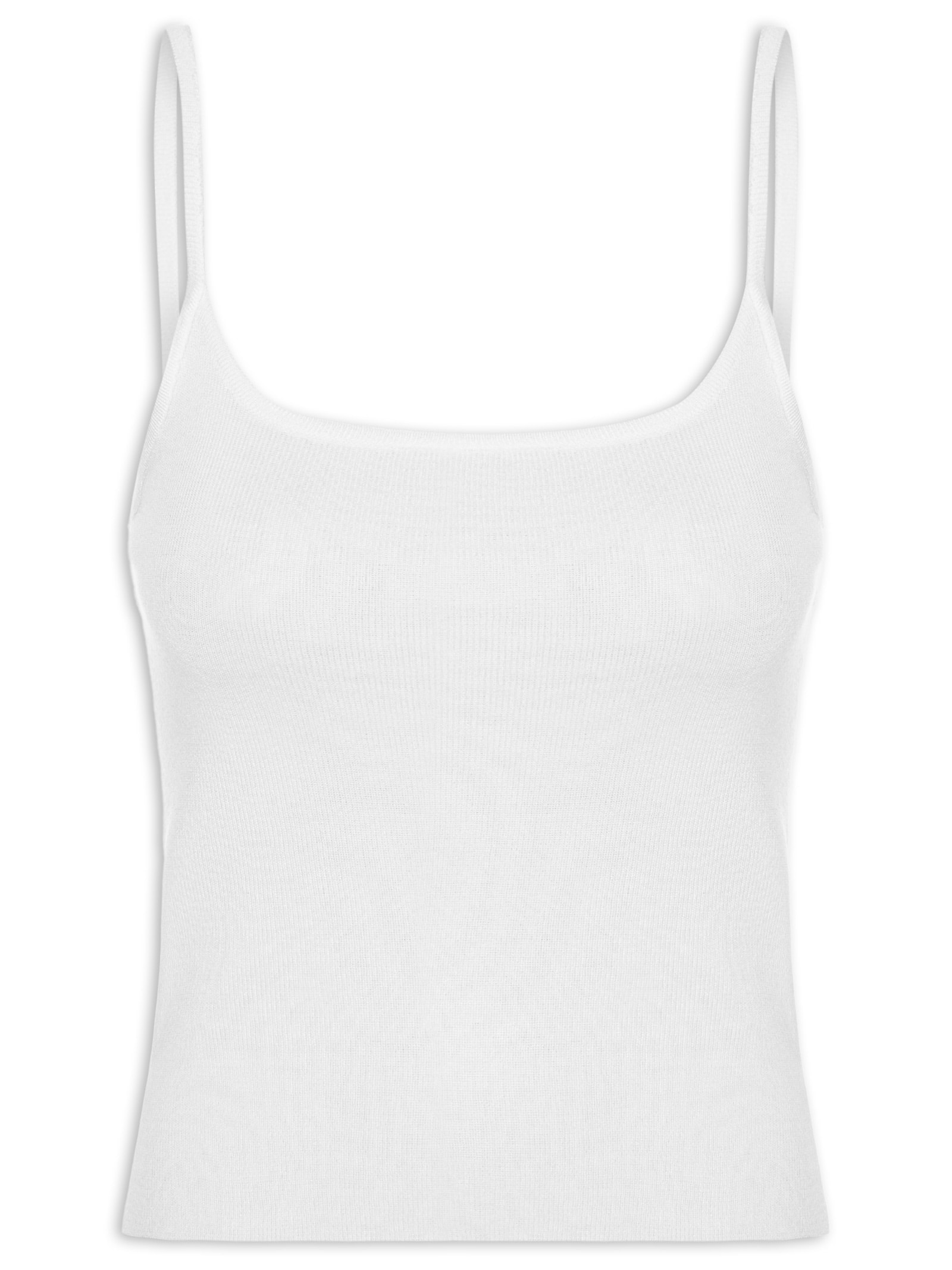 Regata Feminina Tricot Alcinha Básica Branco Basiq