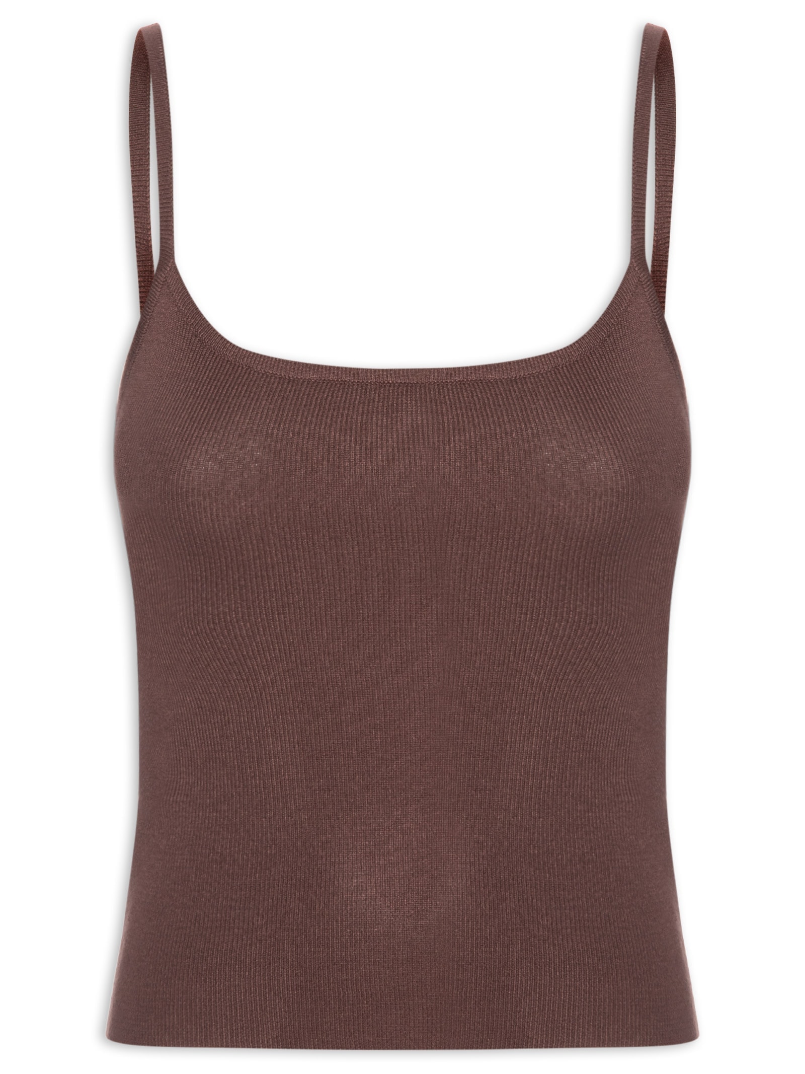 Regata Feminina Tricot Alcinha Básica Marrom Basiq