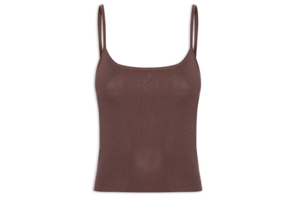Regata Feminina Tricot Alcinha Básica - Marrom
